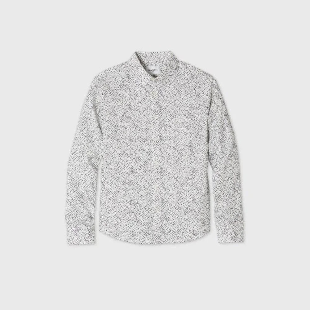 Mens Polka Dot Slim Fit Stretch Long Sleeve Button-Down Shirt - Goodfellow & Co